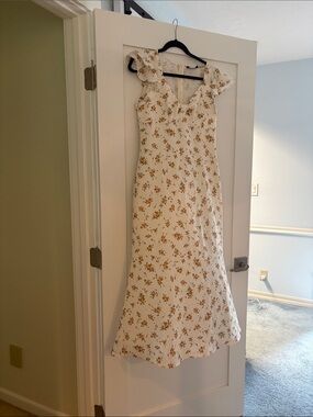 Cider Cream Maxi Dress with Mustard Floral Print Sz L